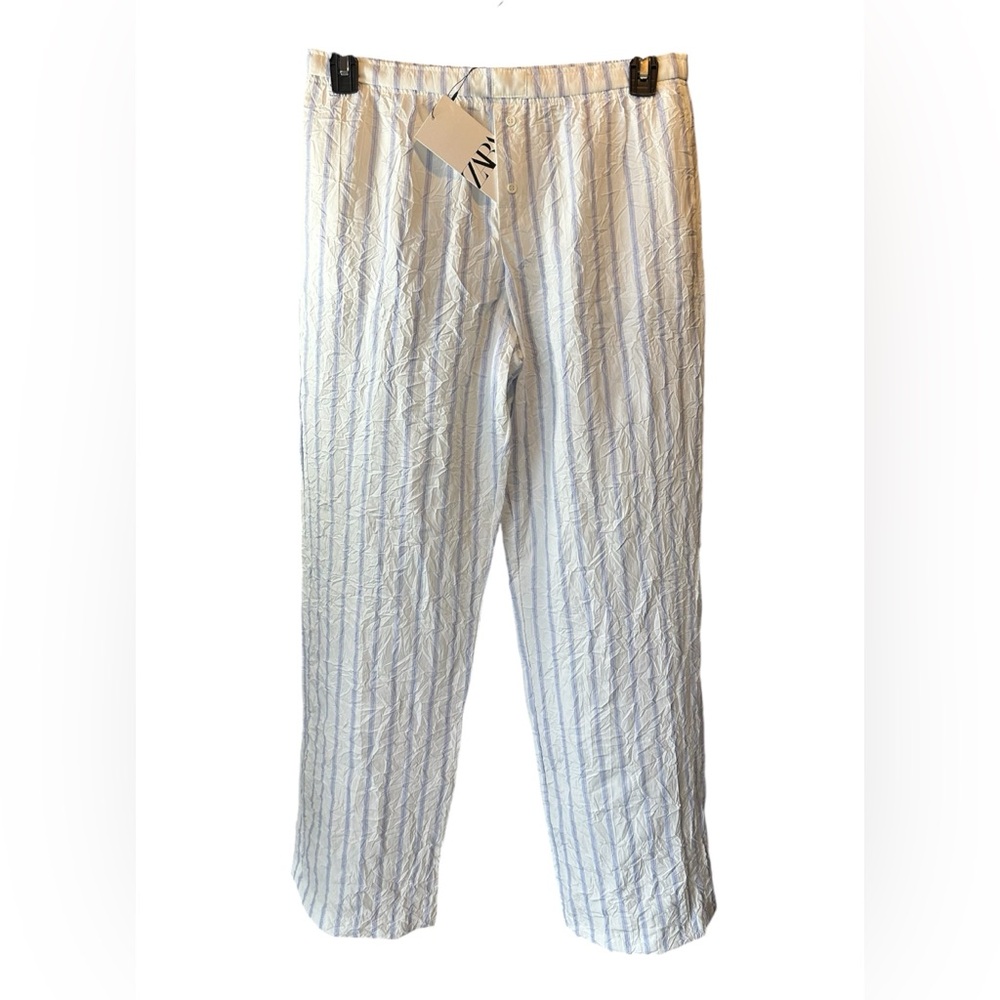 ZARA Striped White with Blue Pants